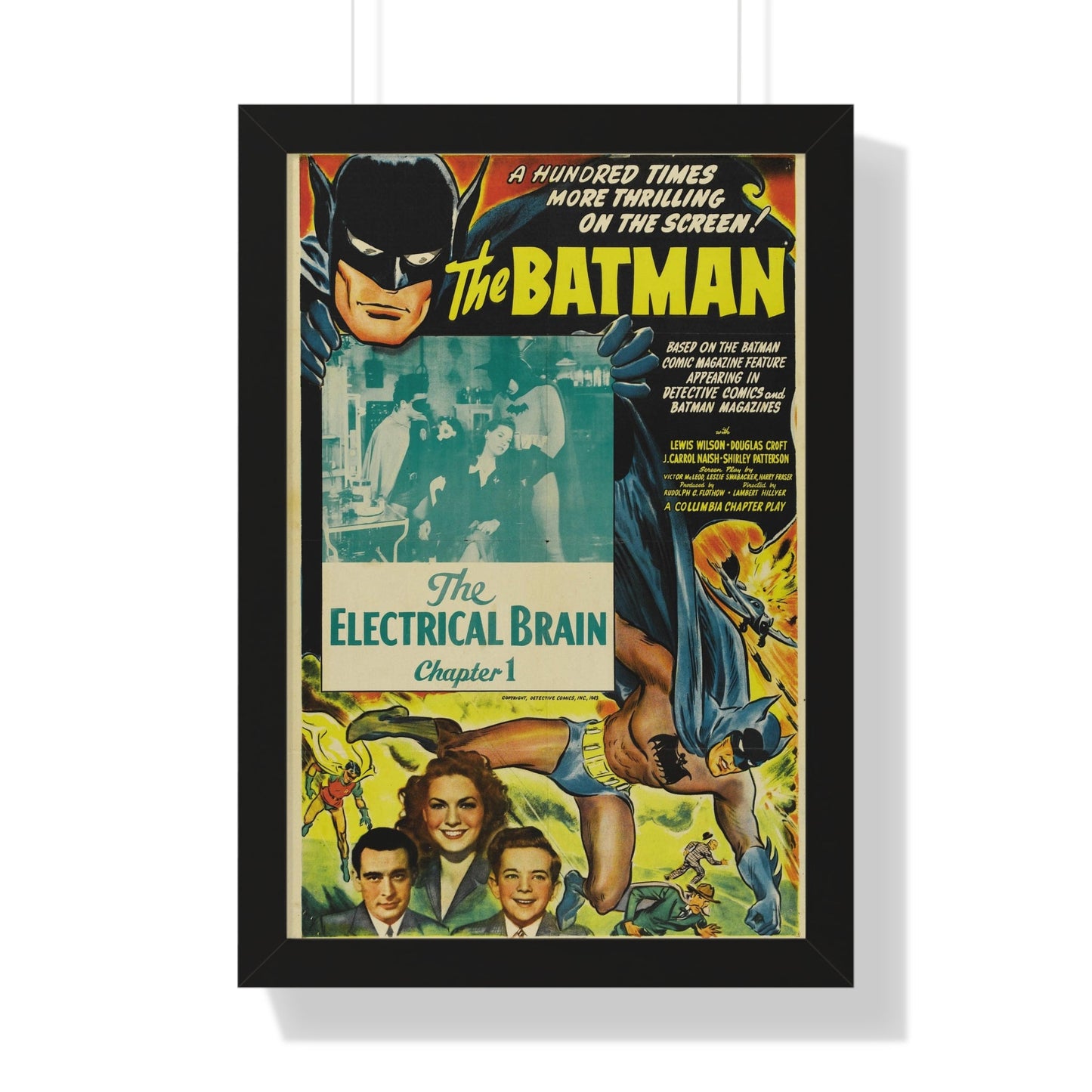 THE BATMAN - THE ELECTRICAL BRAIN 1943 - Framed Movie Poster-16″ x 24″-The Sticker Space