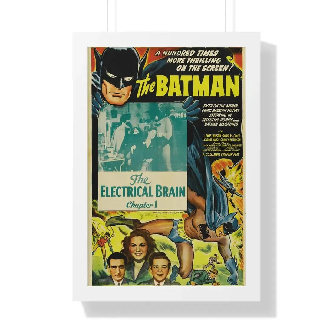 THE BATMAN - THE ELECTRICAL BRAIN 1943 - Framed Movie Poster 16″ x 24″ White - The Sticker Space