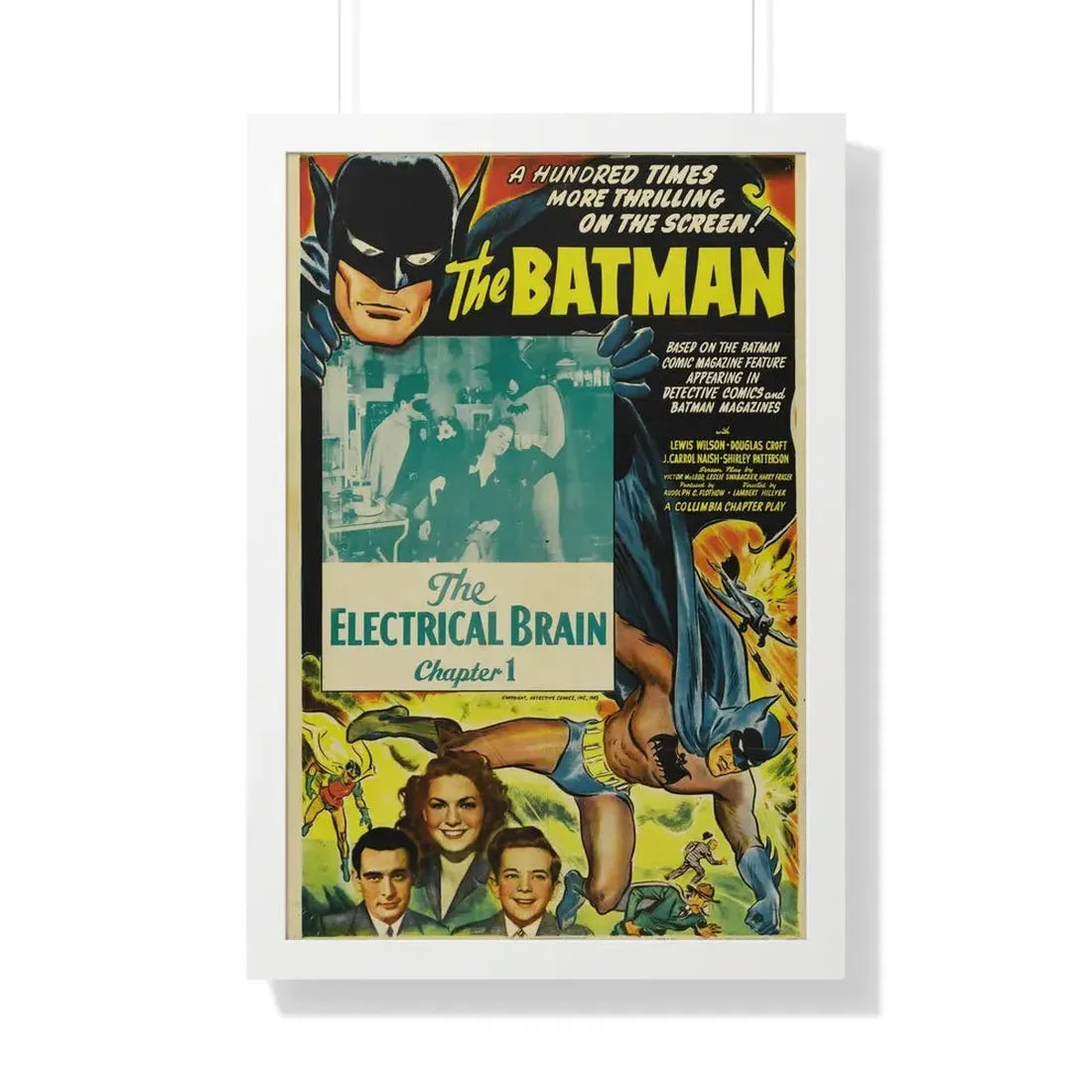 THE BATMAN - THE ELECTRICAL BRAIN 1943 - Framed Movie Poster 20" x 30" White - The Sticker Space