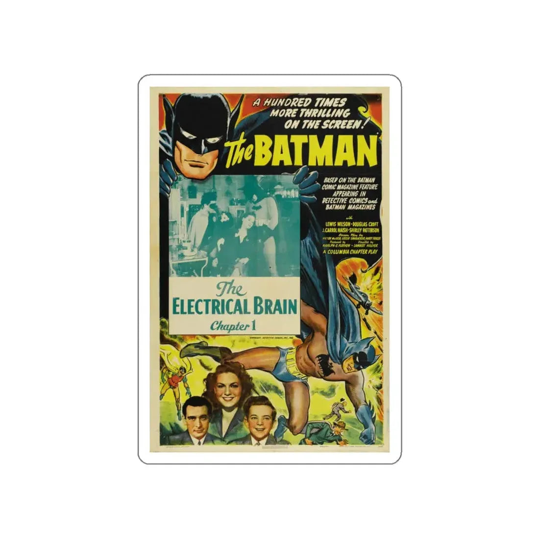 THE BATMAN - THE ELECTRICAL BRAIN 1943 Movie Poster STICKER Vinyl Die-Cut Decal 6 Inch - The Sticker Space