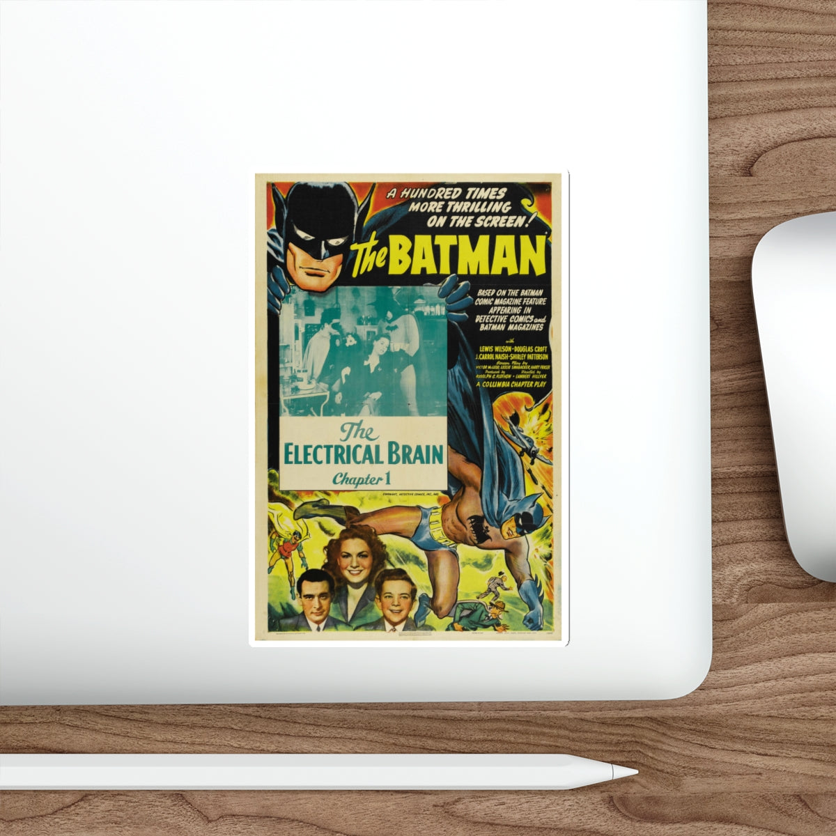 THE BATMAN - THE ELECTRICAL BRAIN 1943 Movie Poster STICKER Vinyl Die-Cut Decal-The Sticker Space