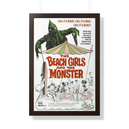 THE BEACH GIRLS AND THE MONSTER 1965 - Framed Movie Poster 20" x 30" Walnut - The Sticker Space