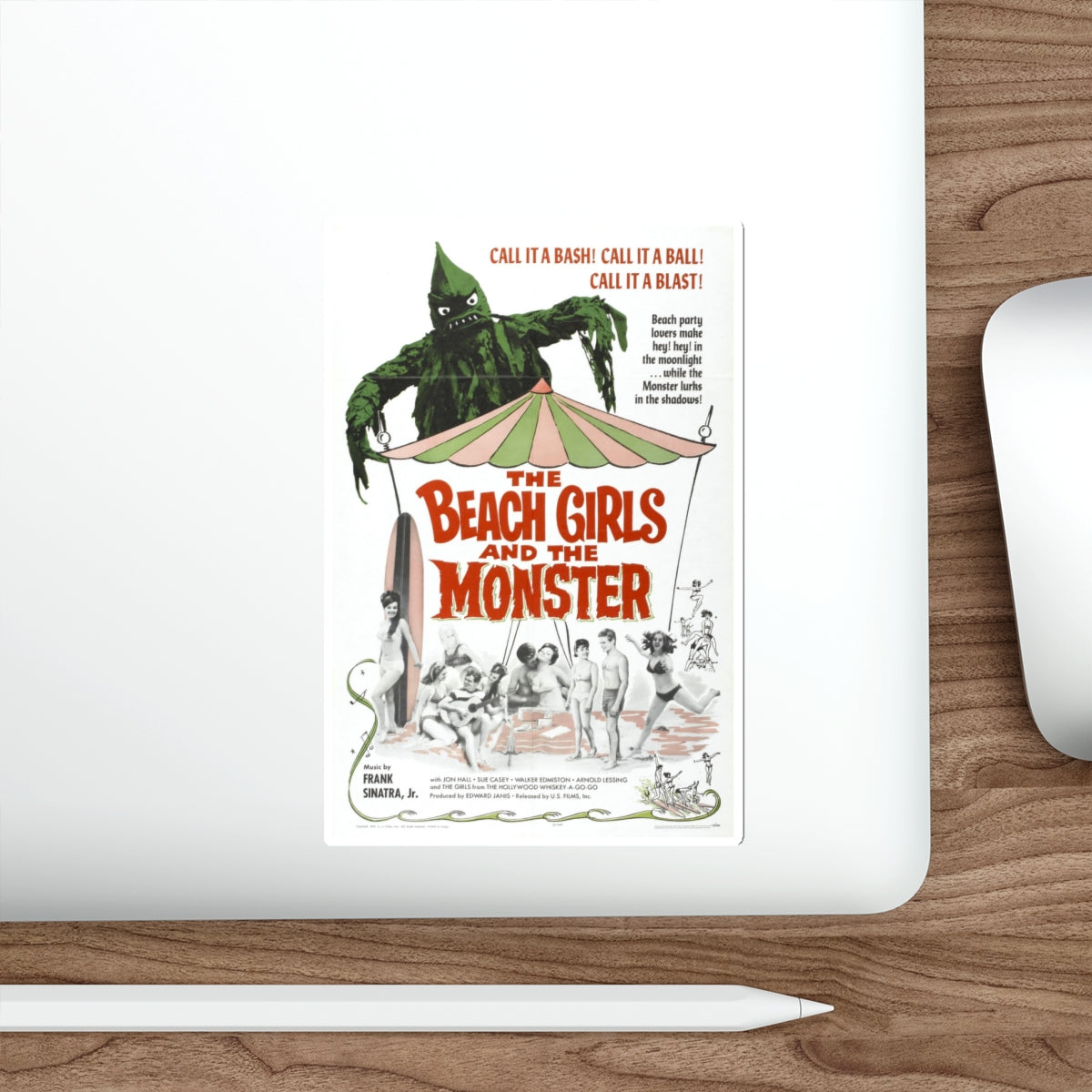 THE BEACH GIRLS AND THE MONSTER 1965 Movie Poster STICKER Vinyl Die-Cut Decal-The Sticker Space