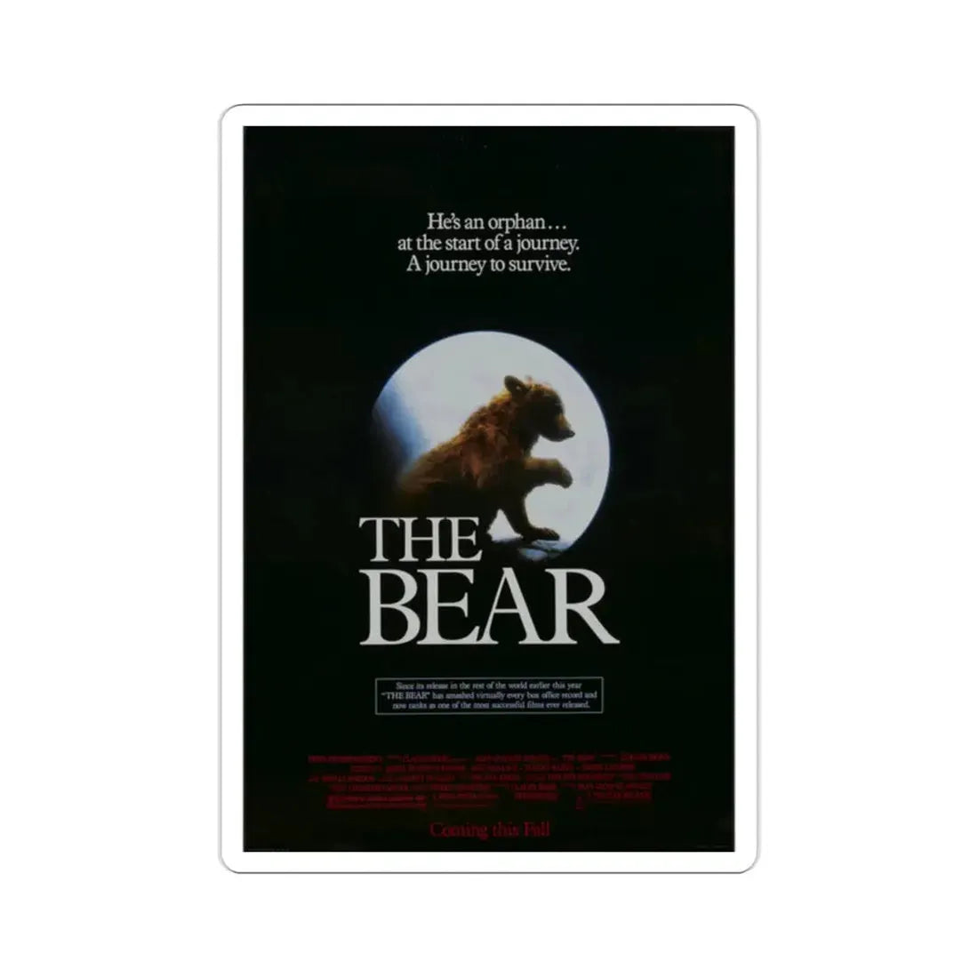 The Bear 1989 Movie Poster STICKER Vinyl Die-Cut Decal 2 Inch - The Sticker Space