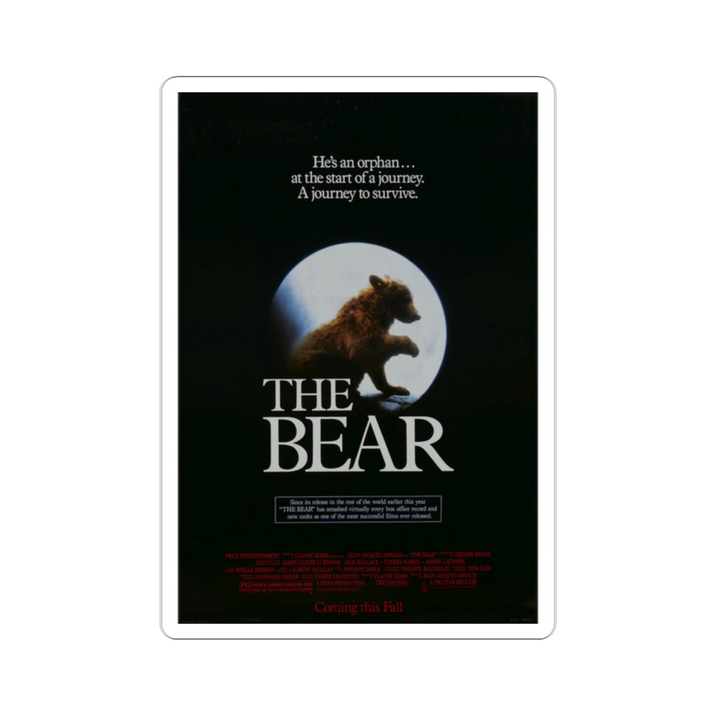 The Bear 1989 Movie Poster STICKER Vinyl Die-Cut Decal-2 Inch-The Sticker Space