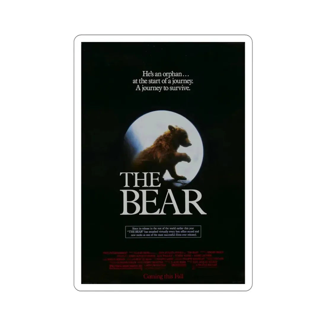 The Bear 1989 Movie Poster STICKER Vinyl Die-Cut Decal 4 Inch - The Sticker Space
