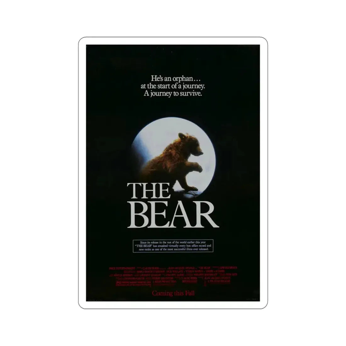 The Bear 1989 Movie Poster STICKER Vinyl Die-Cut Decal 5 Inch - The Sticker Space