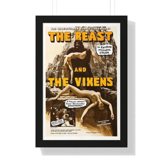 THE BEAST AND THE VIXENS 1974 - Framed Movie Poster 16″ x 24″ Black - The Sticker Space