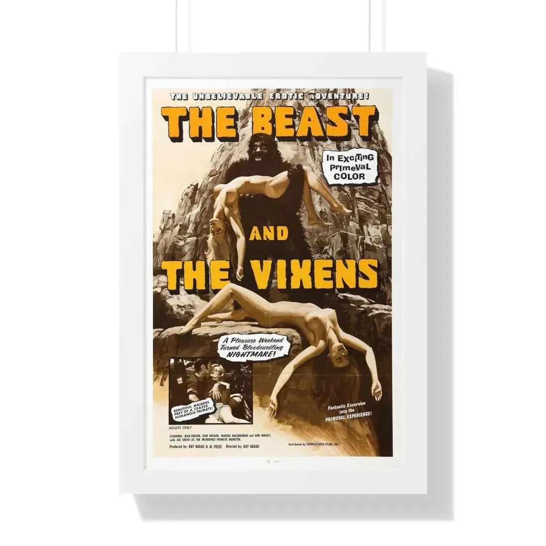 THE BEAST AND THE VIXENS 1974 - Framed Movie Poster 16″ x 24″ White - The Sticker Space