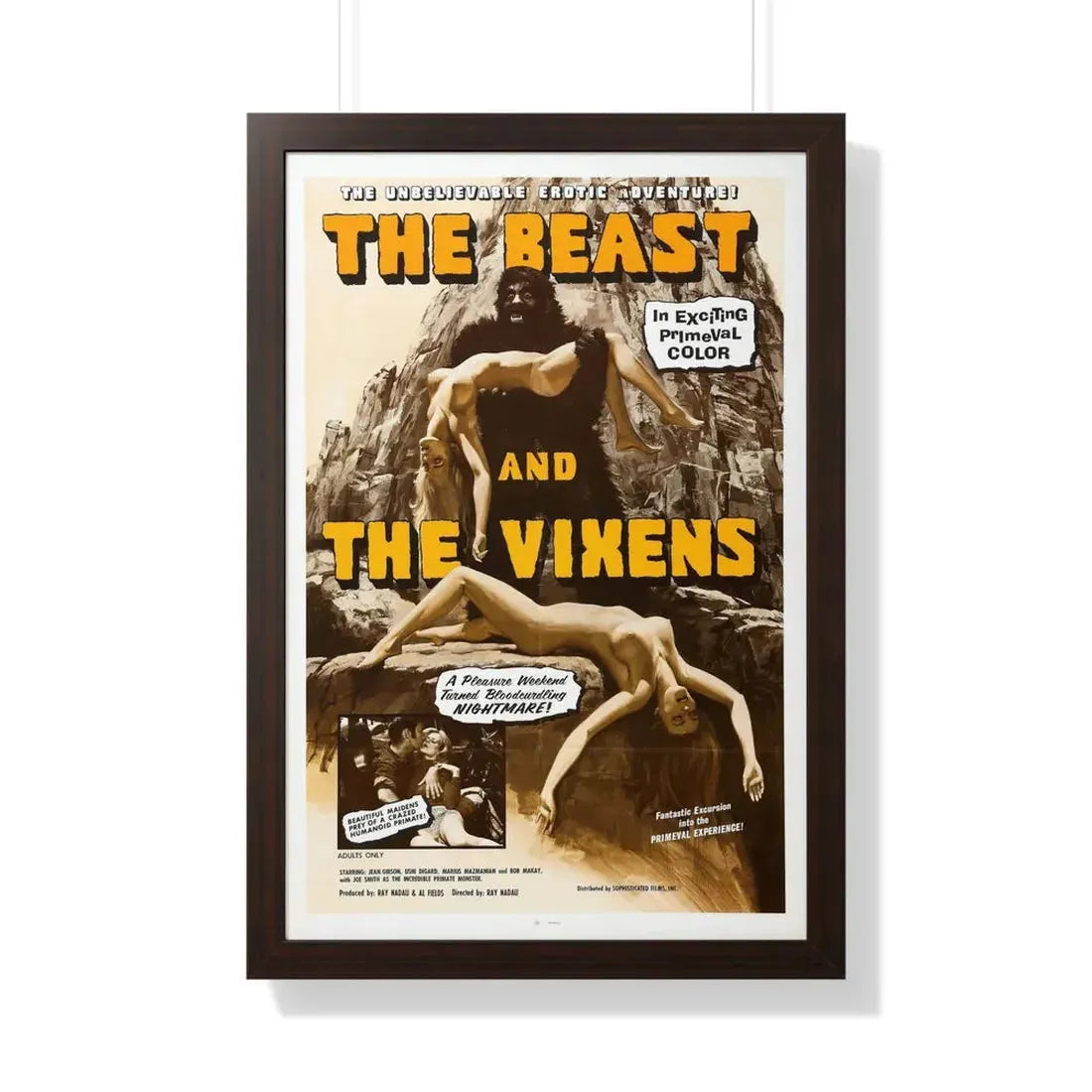THE BEAST AND THE VIXENS 1974 - Framed Movie Poster 20" x 30" Walnut - The Sticker Space