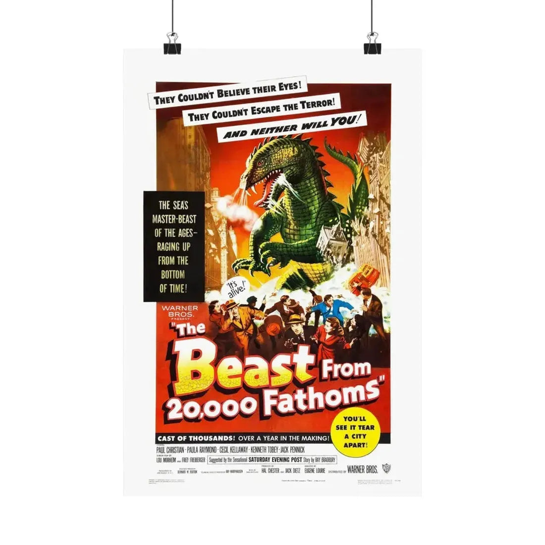 THE BEAST FROM 20,000 FATHOMS 1953 - Paper Movie Poster 12″ x 18″ Matte - The Sticker Space