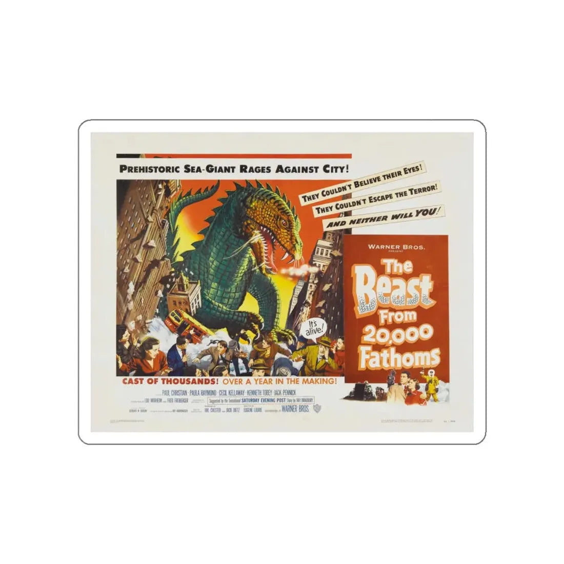 THE BEAST FROM 20,000 FATHOMS (2) 1953 Movie Poster STICKER Vinyl Die-Cut Decal 6 Inch - The Sticker Space