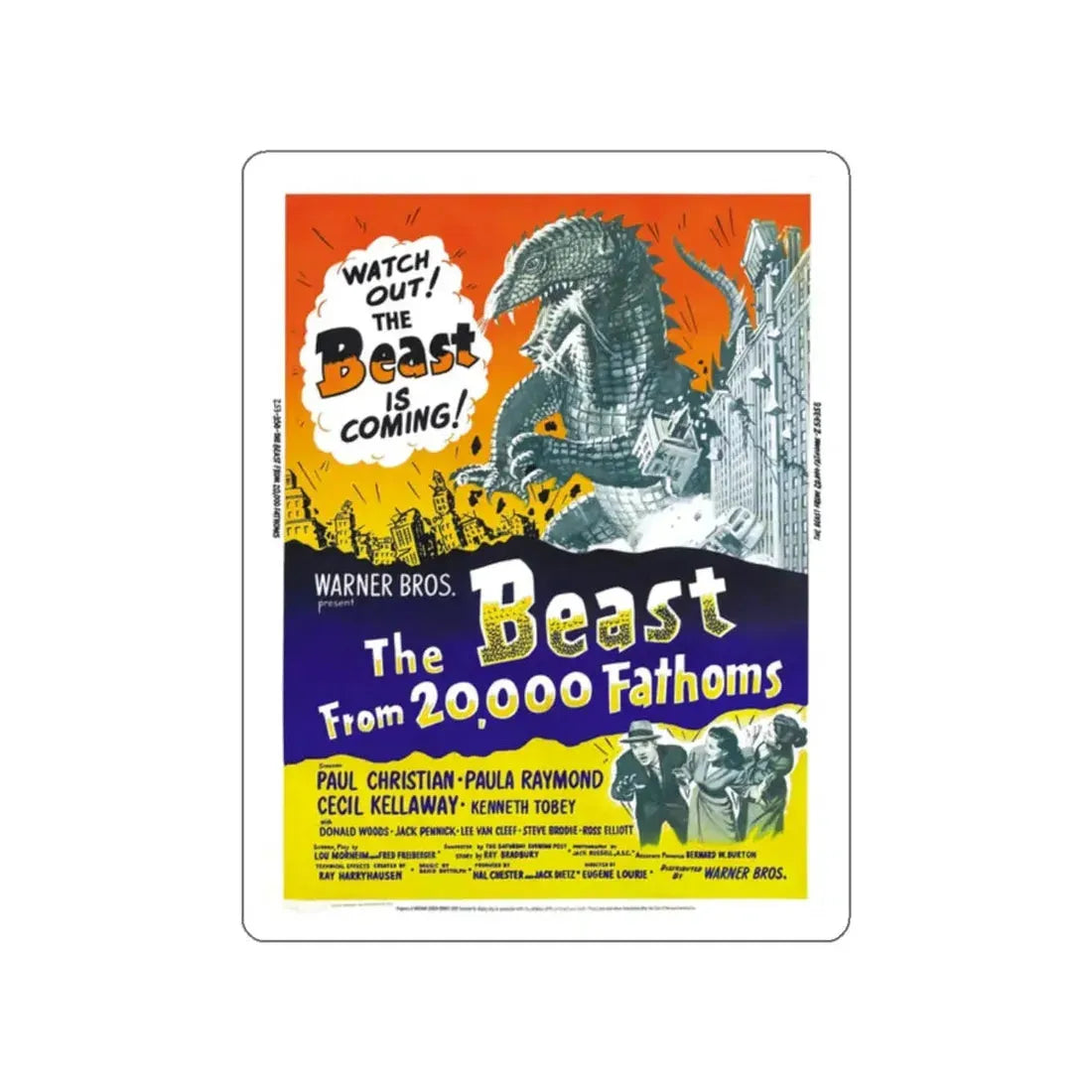 THE BEAST FROM 20,000 FATHOMS (5) 1953 Movie Poster STICKER Vinyl Die-Cut Decal 2 Inch - The Sticker Space