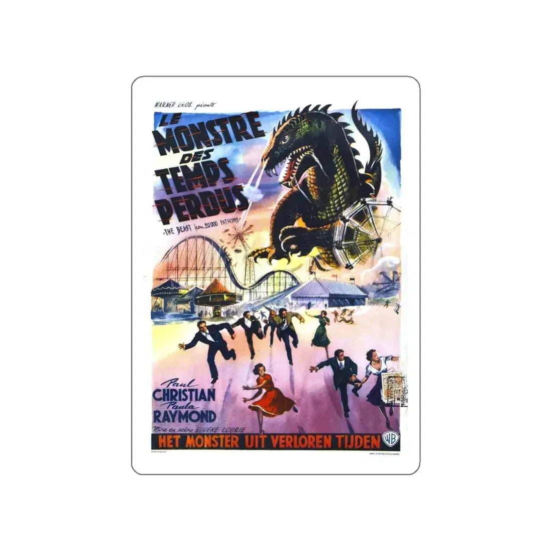 THE BEAST FROM 20,000 FATHOMS (BELGIAN) 1953 Movie Poster STICKER Vinyl Die-Cut Decal 6 Inch - The Sticker Space