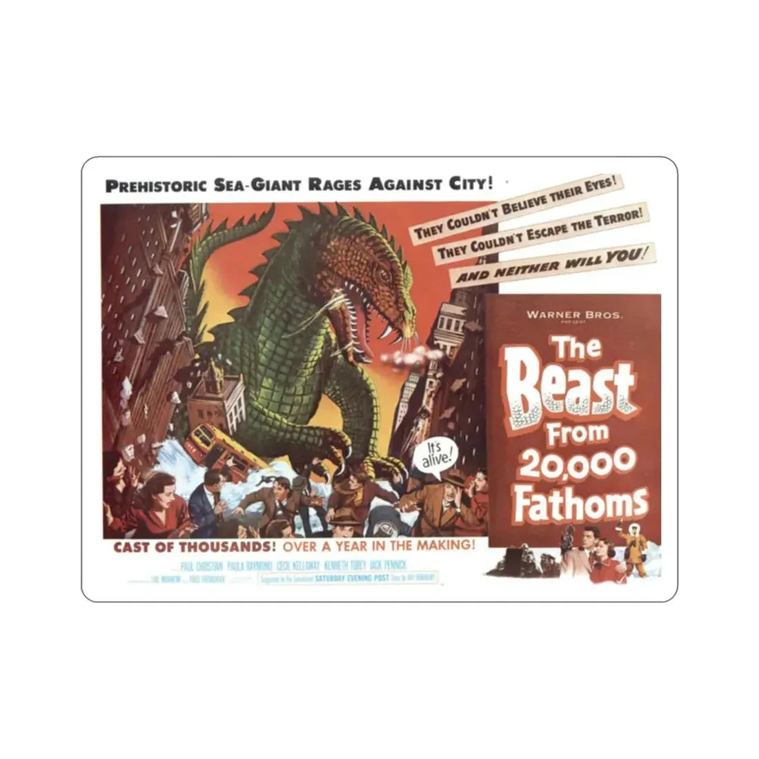 The Beast from 20000 Fathoms 1953 Movie Poster STICKER Vinyl Die-Cut Decal 2 Inch - The Sticker Space