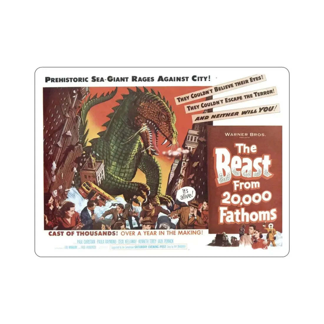 The Beast from 20000 Fathoms 1953 Movie Poster STICKER Vinyl Die-Cut Decal 4 Inch - The Sticker Space