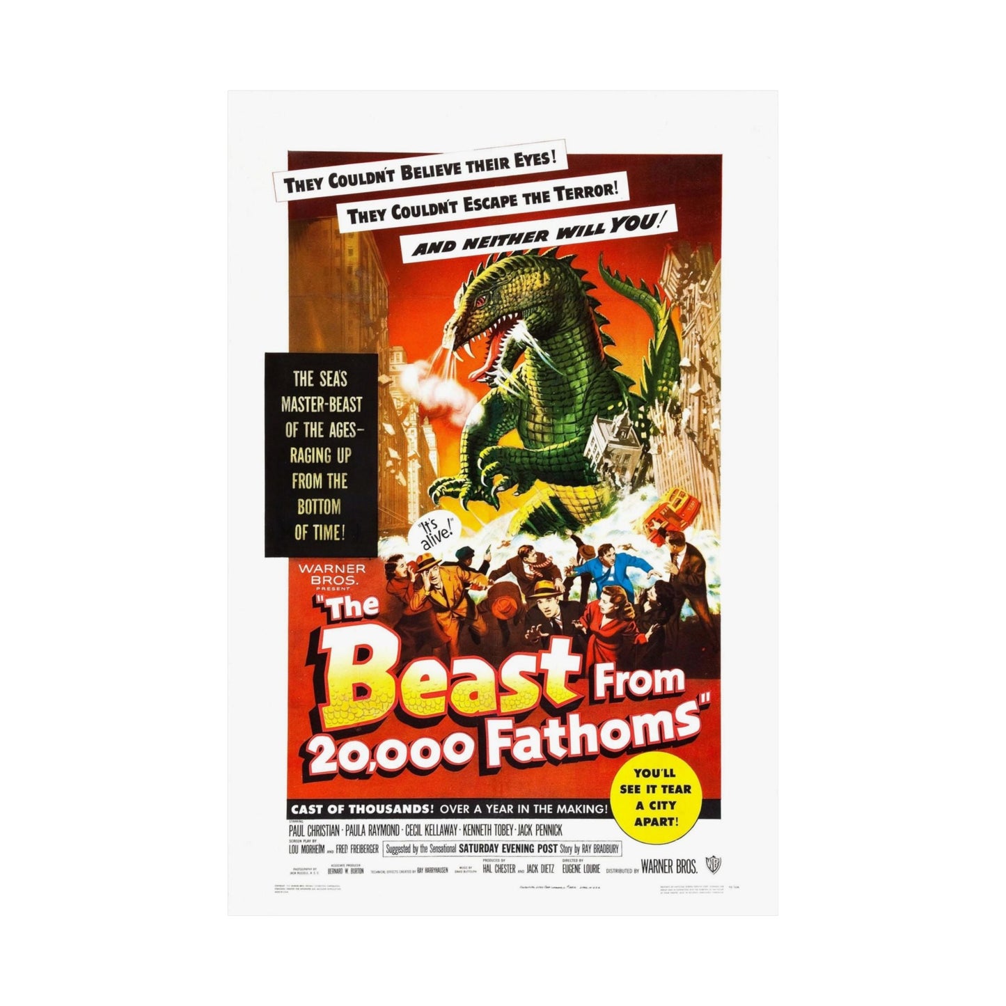 THE BEAST FROM 20,000 FATHOMS 1953 - Paper Movie Poster-The Sticker Space