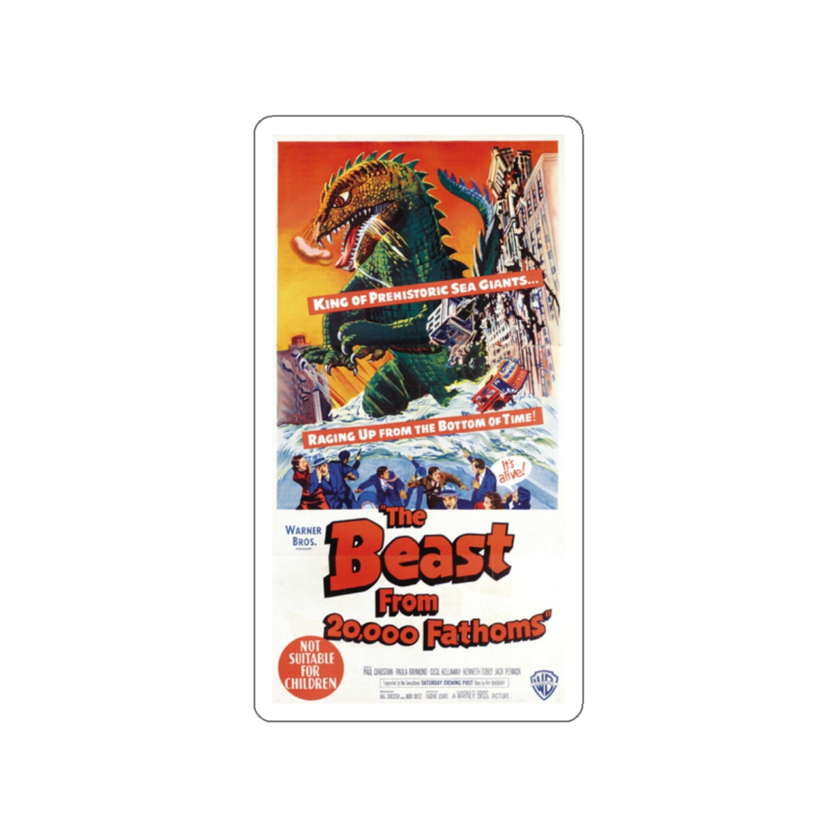 THE BEAST FROM 20,000 FATHOMS (3) 1953 Movie Poster STICKER Vinyl Die-Cut Decal-White-The Sticker Space