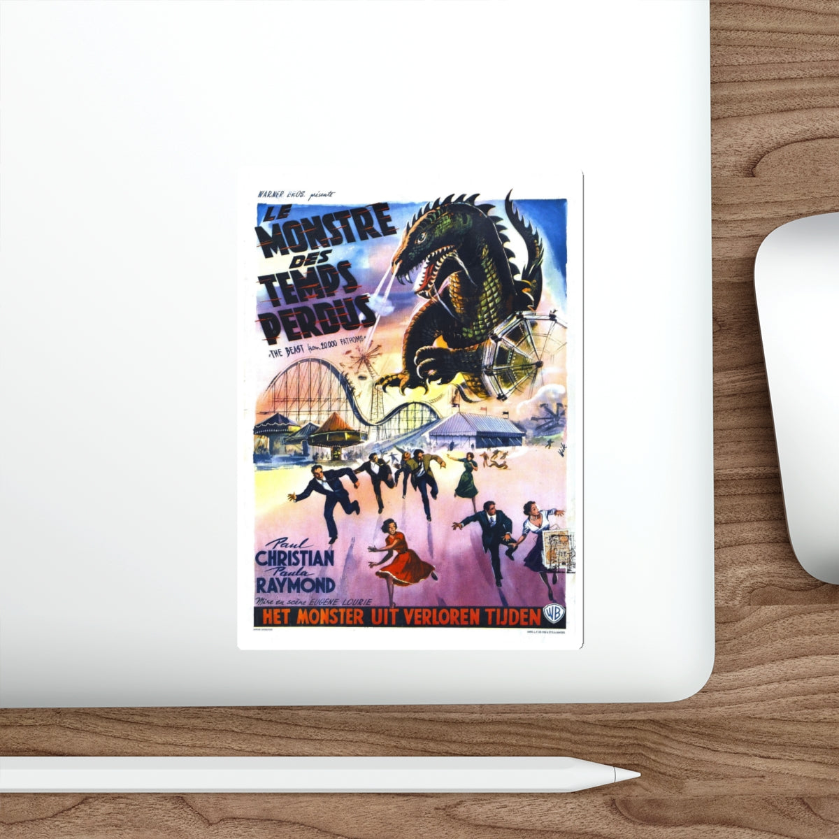 THE BEAST FROM 20,000 FATHOMS (BELGIAN) 1953 Movie Poster STICKER Vinyl Die-Cut Decal-The Sticker Space