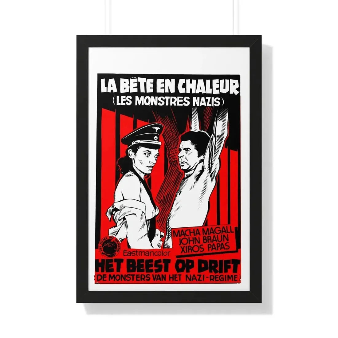 THE BEAST IN HEAT (BELGIAN) 1977 - Framed Movie Poster 20" x 30" Black - The Sticker Space