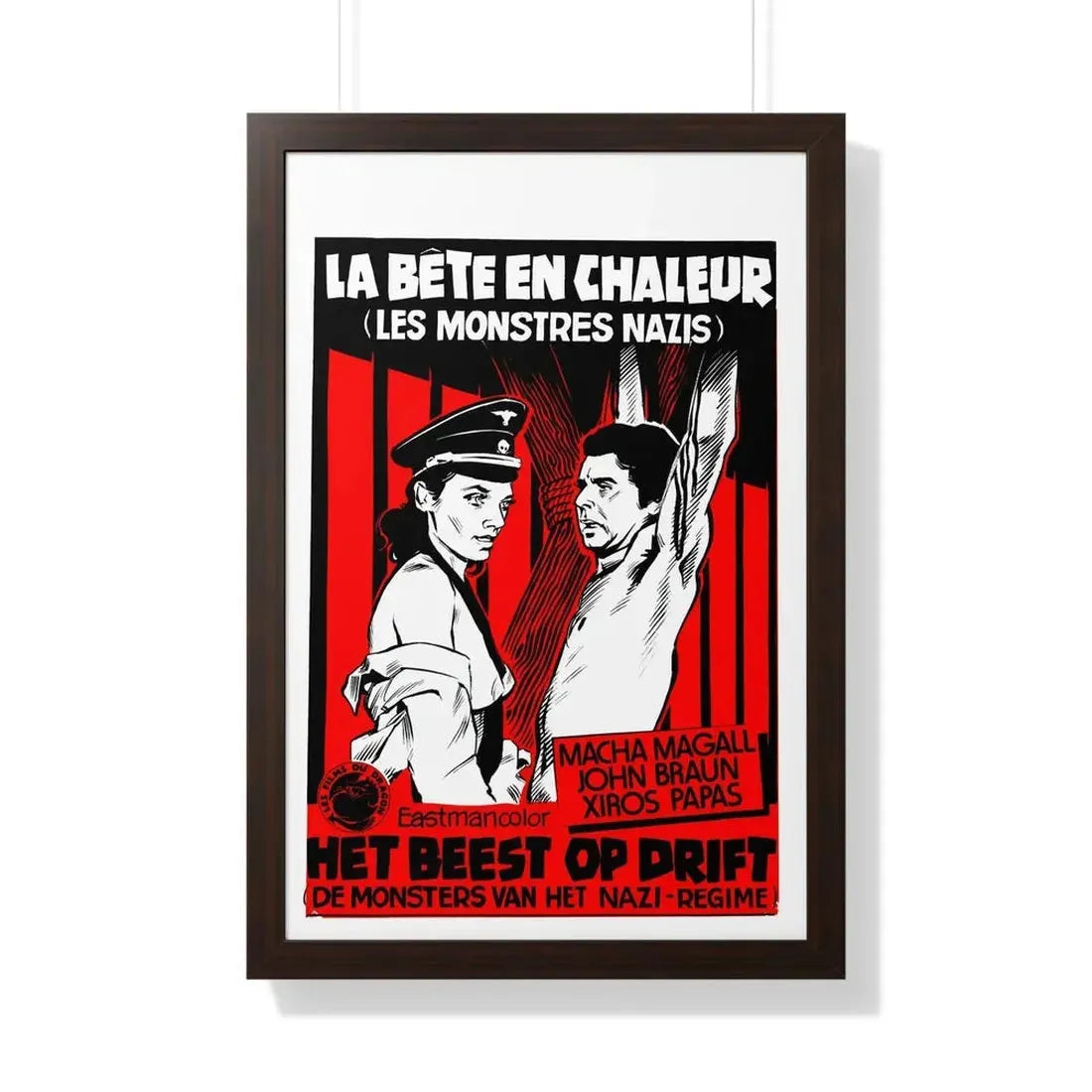 THE BEAST IN HEAT (BELGIAN) 1977 - Framed Movie Poster 20" x 30" Walnut - The Sticker Space