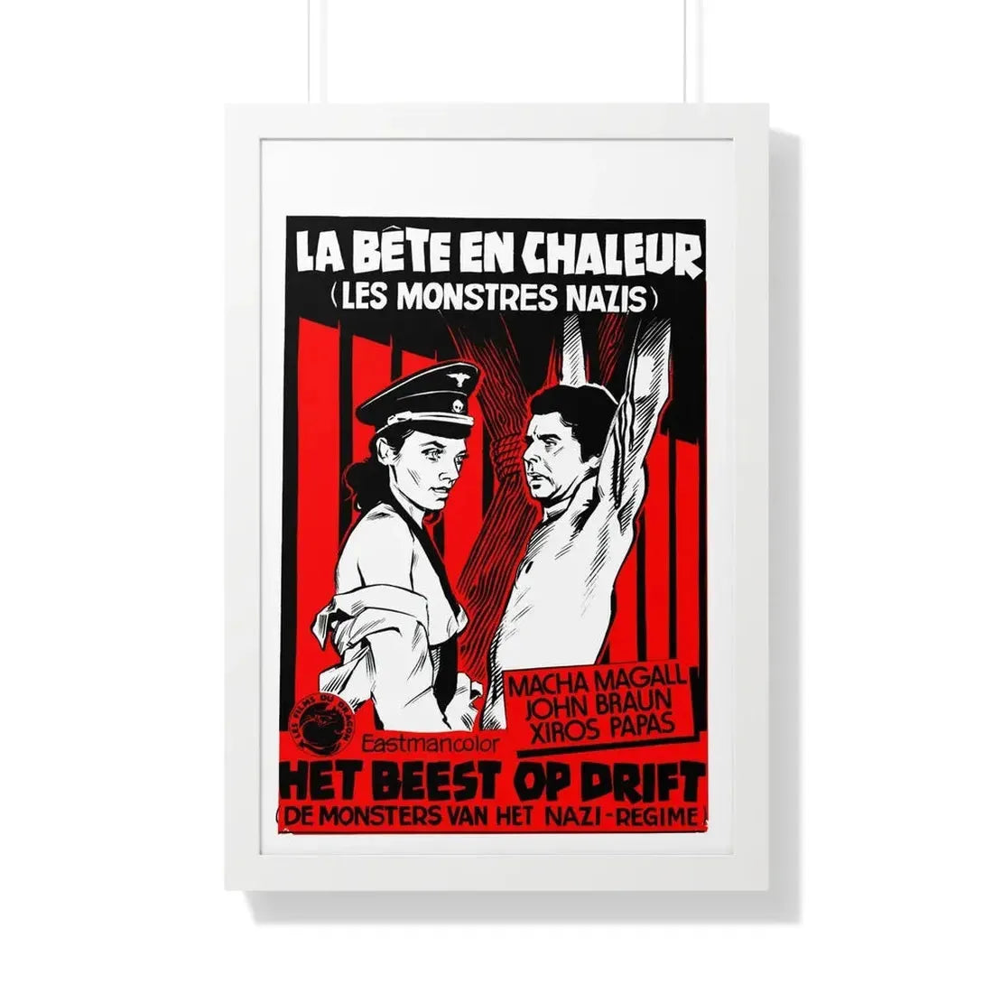 THE BEAST IN HEAT (BELGIAN) 1977 - Framed Movie Poster 20" x 30" White - The Sticker Space