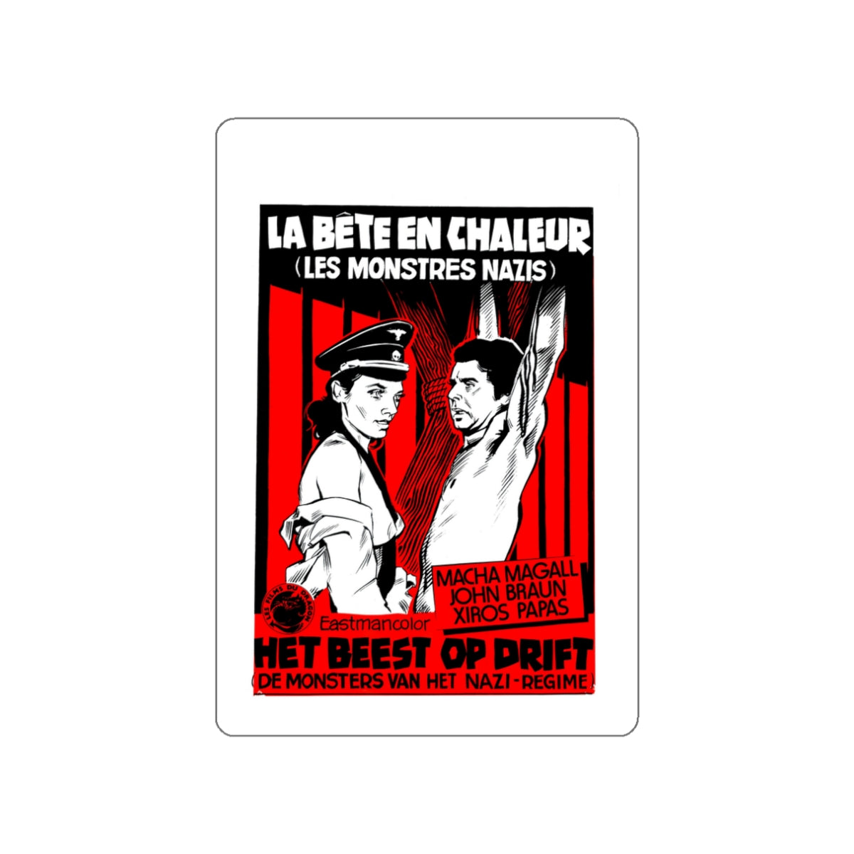 THE BEAST IN HEAT (BELGIAN) 1977 Movie Poster STICKER Vinyl Die-Cut Decal-White-The Sticker Space