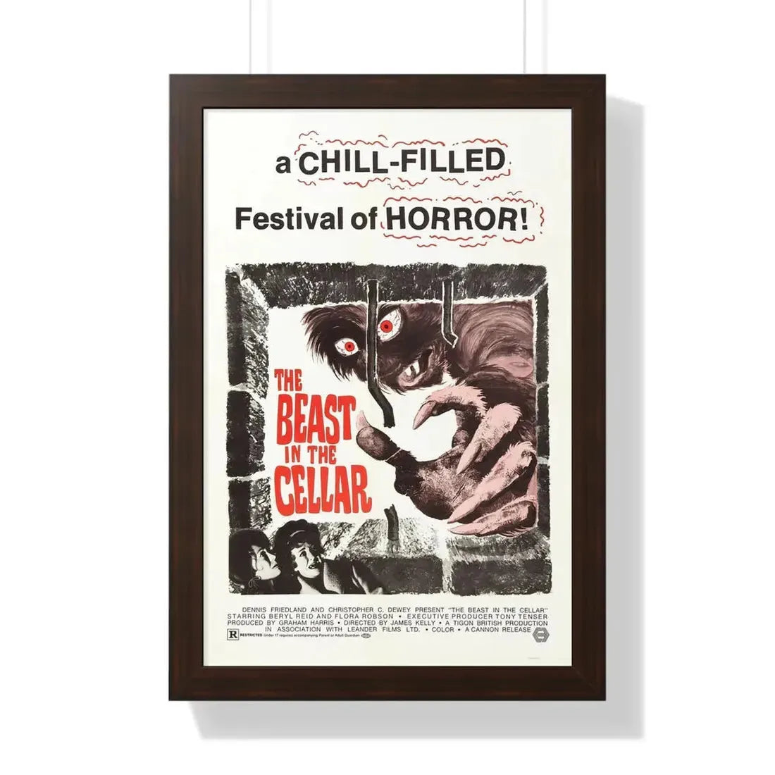 THE BEAST IN THE CELLAR 1971 - Framed Movie Poster 16″ x 24″ Walnut - The Sticker Space