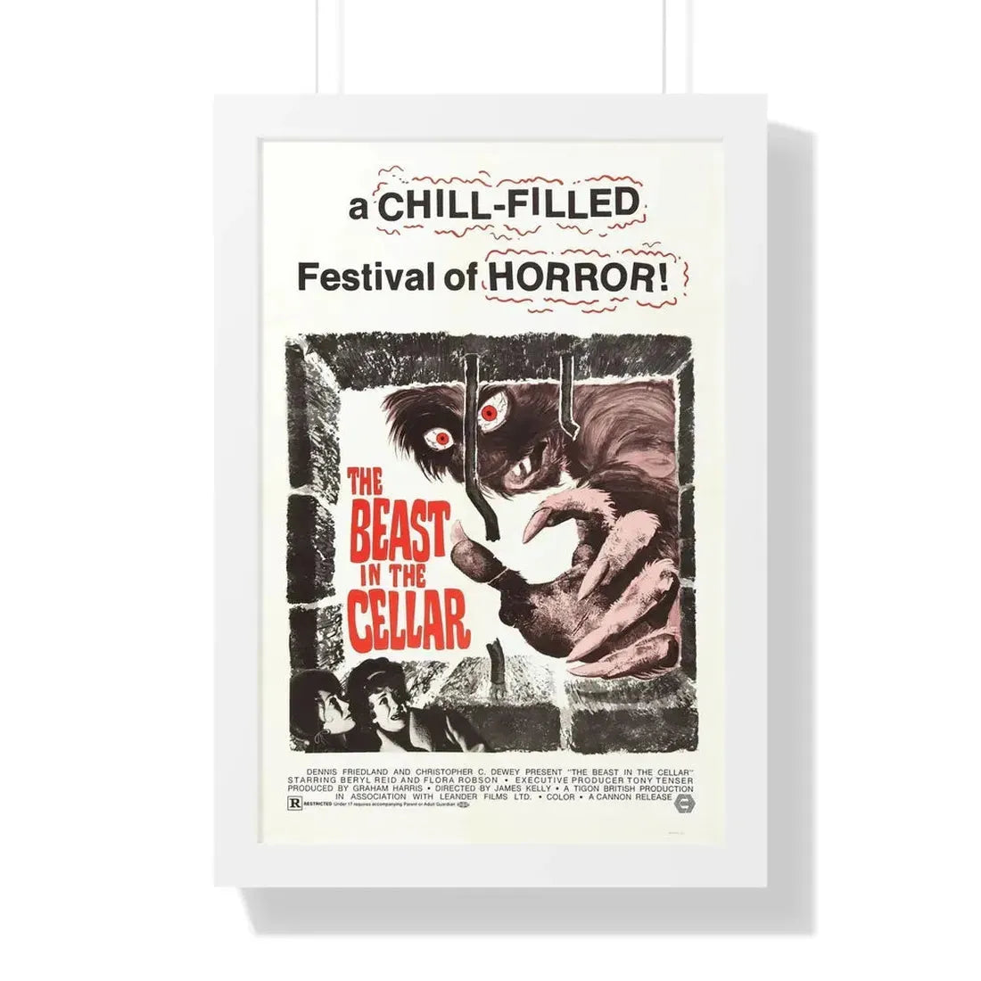 THE BEAST IN THE CELLAR 1971 - Framed Movie Poster 16″ x 24″ White - The Sticker Space