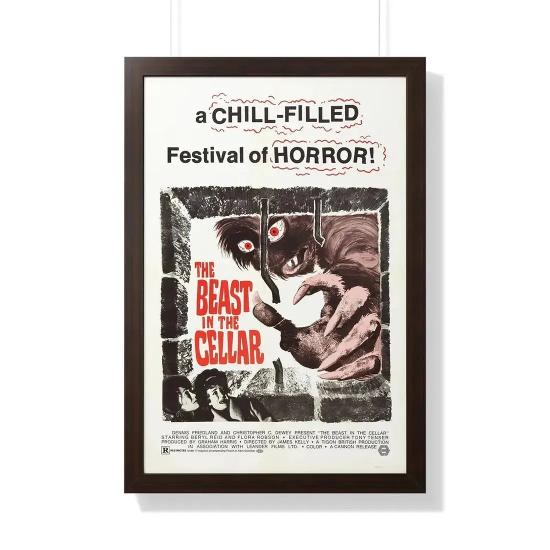 THE BEAST IN THE CELLAR 1971 - Framed Movie Poster 20" x 30" Walnut - The Sticker Space