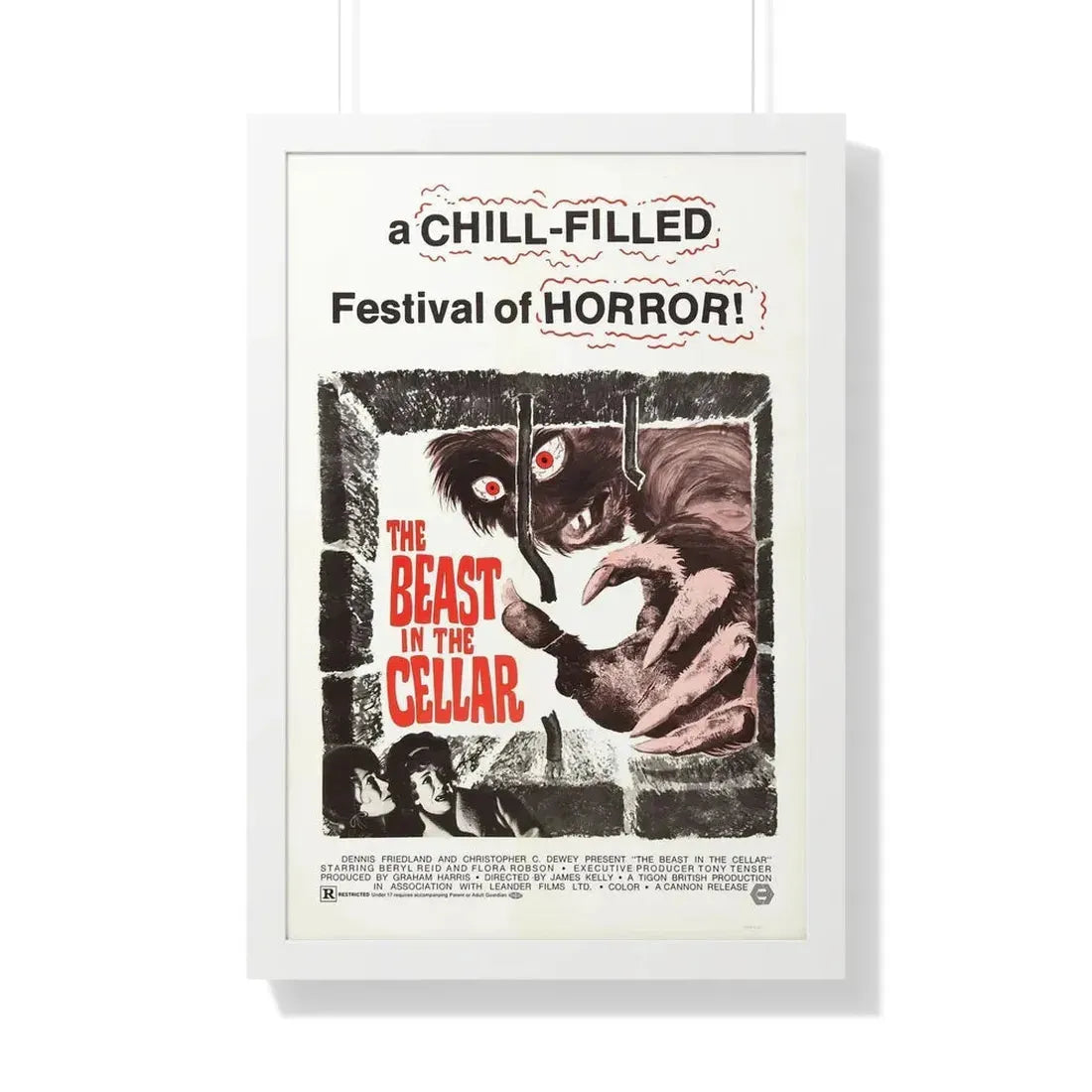 THE BEAST IN THE CELLAR 1971 - Framed Movie Poster 20" x 30" White - The Sticker Space