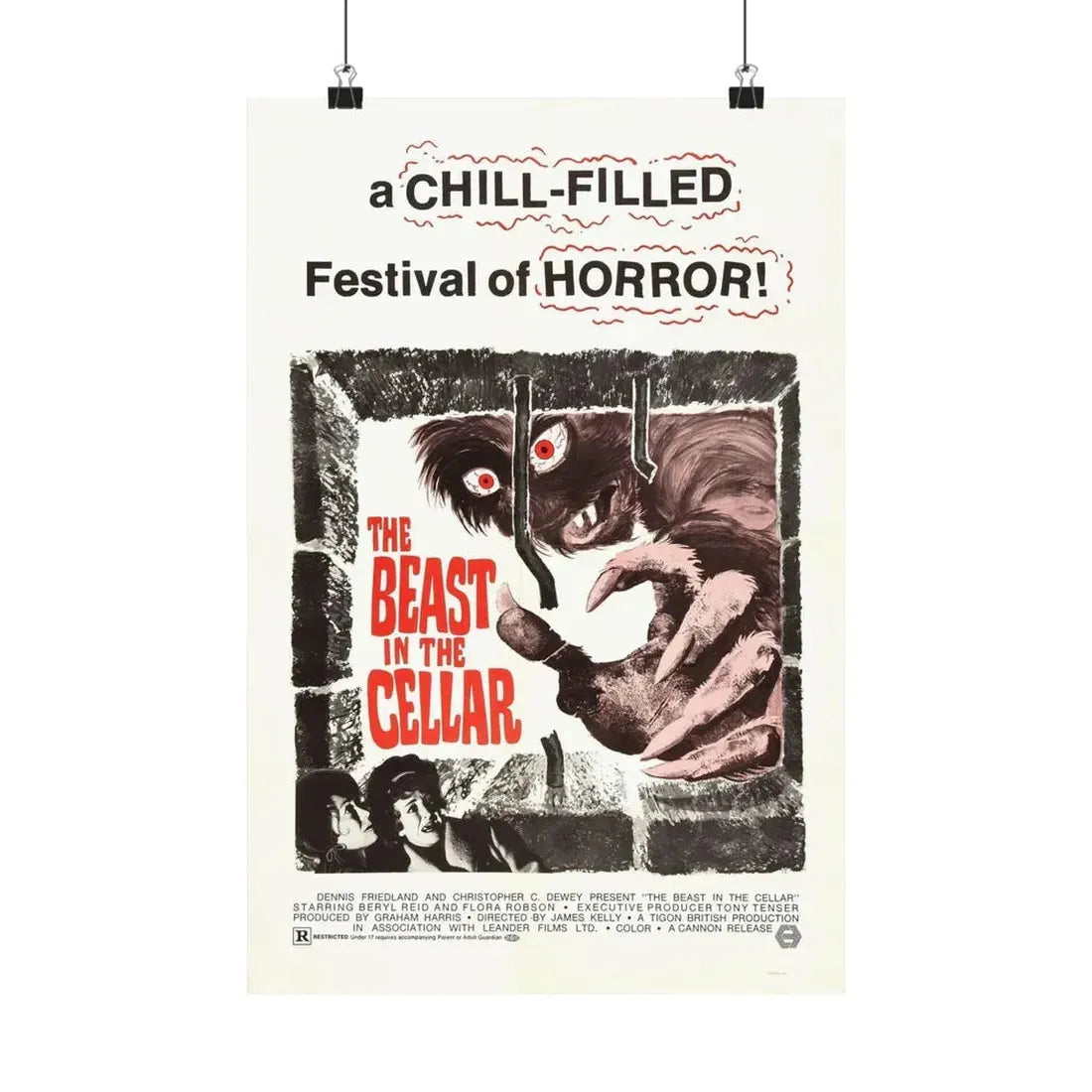 THE BEAST IN THE CELLAR 1971 - Paper Movie Poster 12″ x 18″ Matte - The Sticker Space