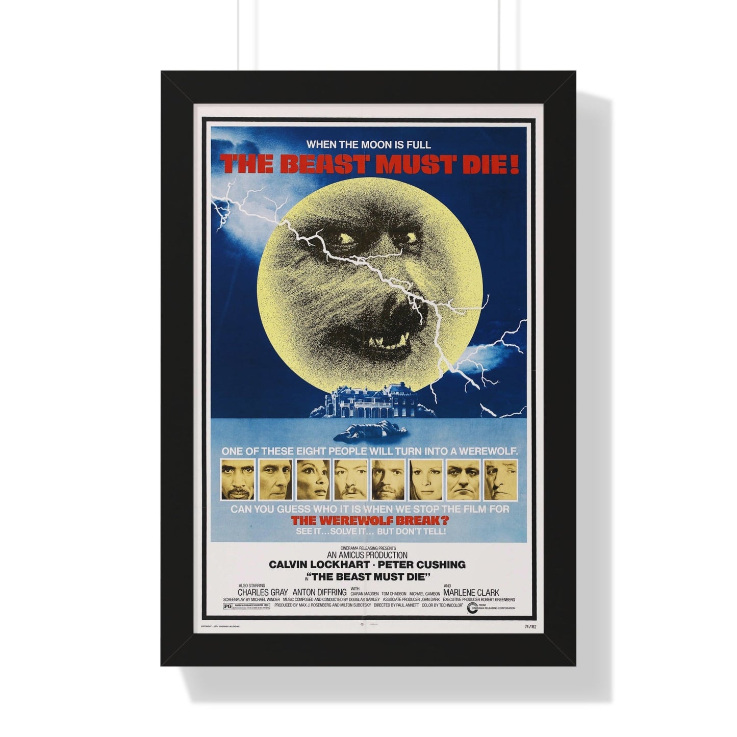 THE BEAST MUST DIE! 1974 - Framed Movie Poster-16″ x 24″-The Sticker Space