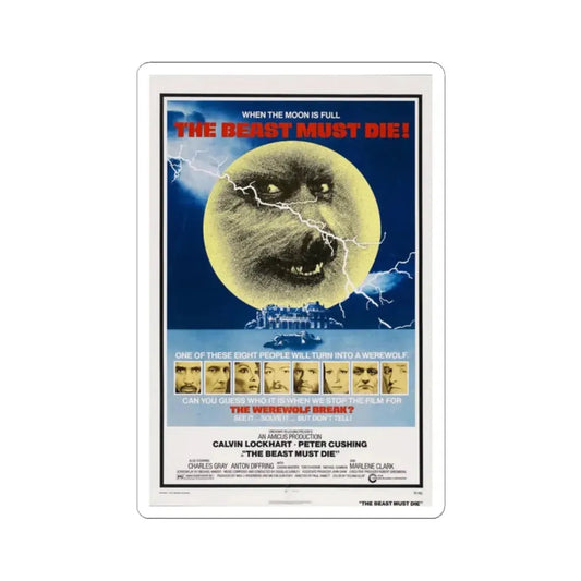 THE BEAST MUST DIE! 1974 Movie Poster - STICKER Vinyl Kiss-Cut Decal 2 Inch White - The Sticker Space