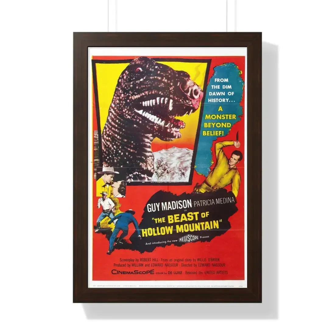 THE BEAST OF HOLLOW MOUNTAIN 1956 - Framed Movie Poster 16″ x 24″ Walnut - The Sticker Space