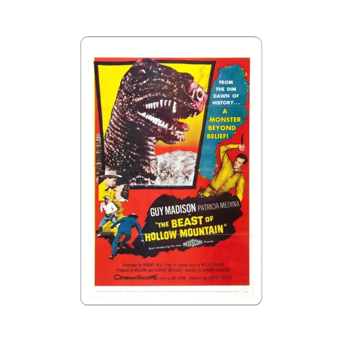 THE BEAST OF HOLLOW MOUNTAIN 1956 Movie Poster - STICKER Vinyl Kiss-Cut Decal 3 Inch White - The Sticker Space