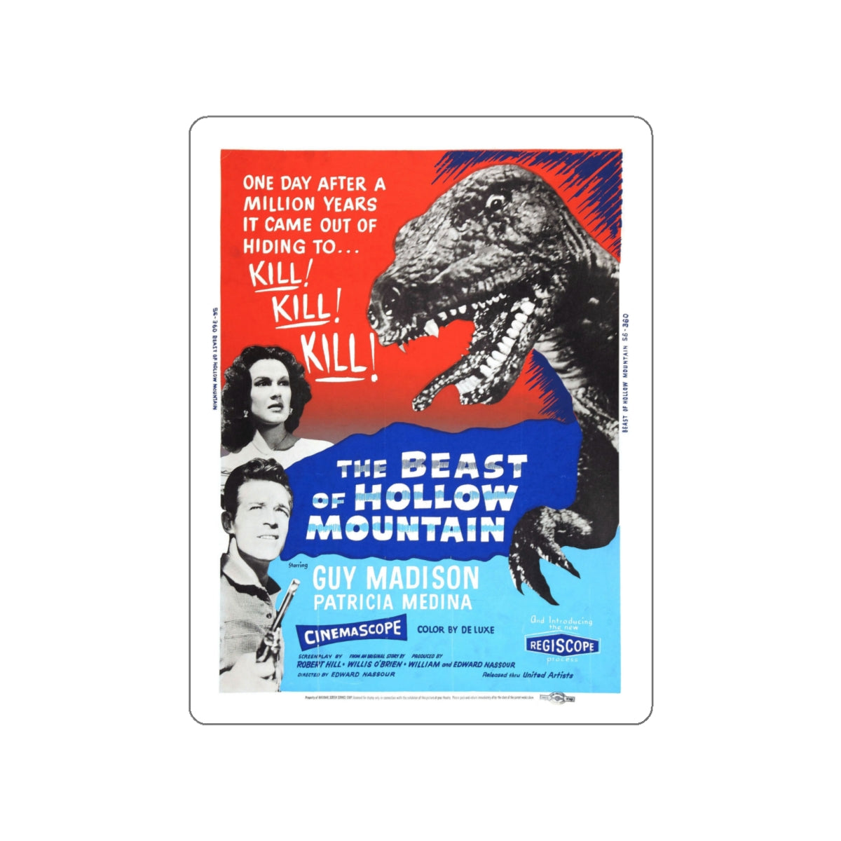 THE BEAST OF HOLLOW MOUNTAIN (4) 1956 Movie Poster STICKER Vinyl Die-Cut Decal-White-The Sticker Space