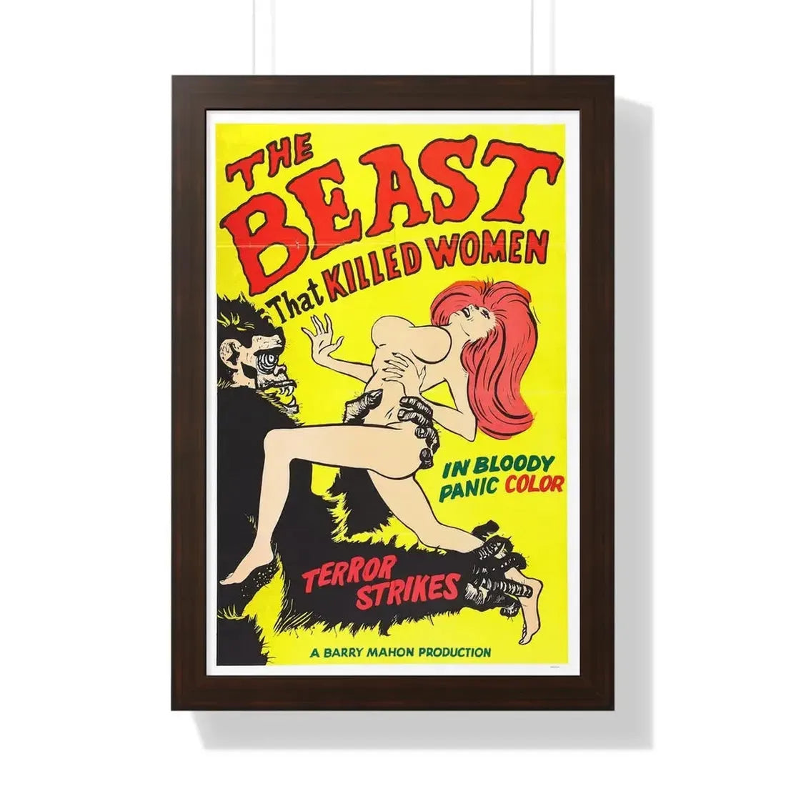 THE BEAST THAT KILLED WOMEN 1965 - Framed Movie Poster 16″ x 24″ Walnut - The Sticker Space