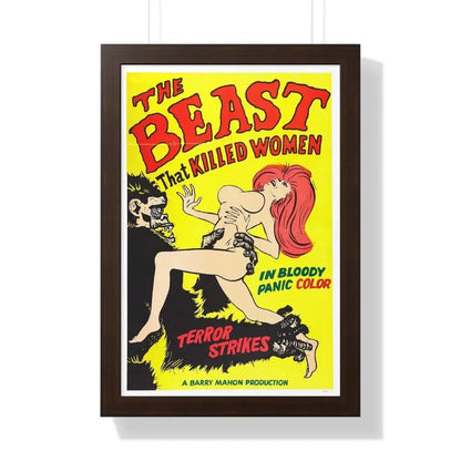 THE BEAST THAT KILLED WOMEN 1965 - Framed Movie Poster 16″ x 24″ Walnut - The Sticker Space