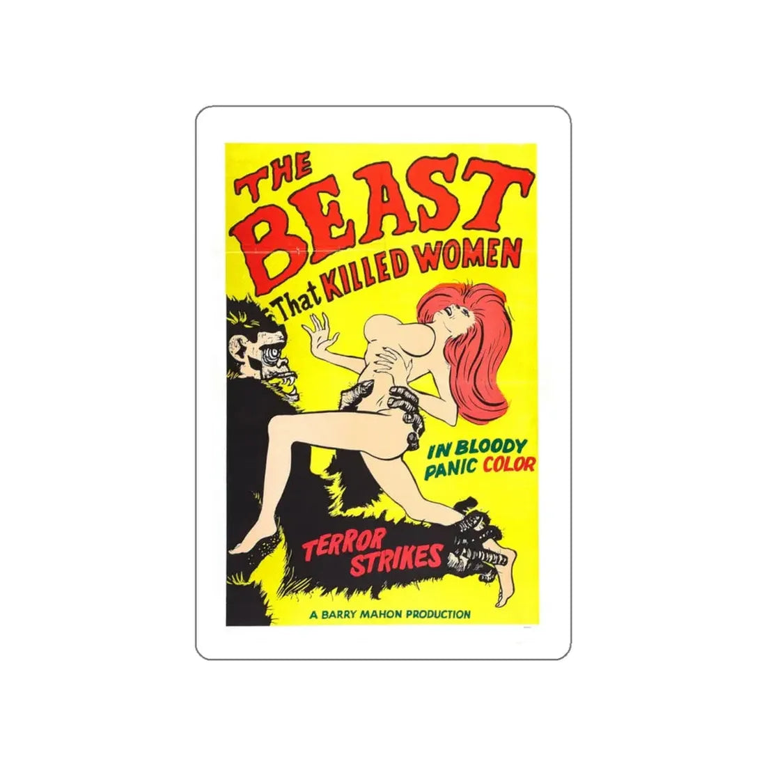 THE BEAST THAT KILLED WOMEN 1965 Movie Poster STICKER Vinyl Die-Cut Decal 6 Inch - The Sticker Space