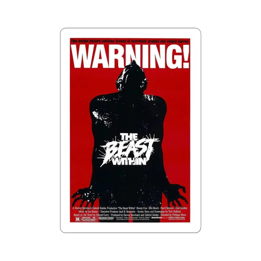 THE BEAST WITHIN 1982 Movie Poster - STICKER Vinyl Kiss-Cut Decal 6 Inch White - The Sticker Space