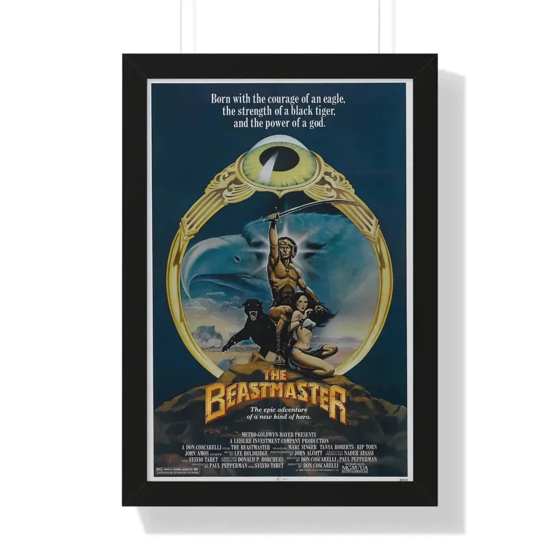 THE BEASTMASTER 1982 - Framed Movie Poster 16″ x 24″ Black - The Sticker Space