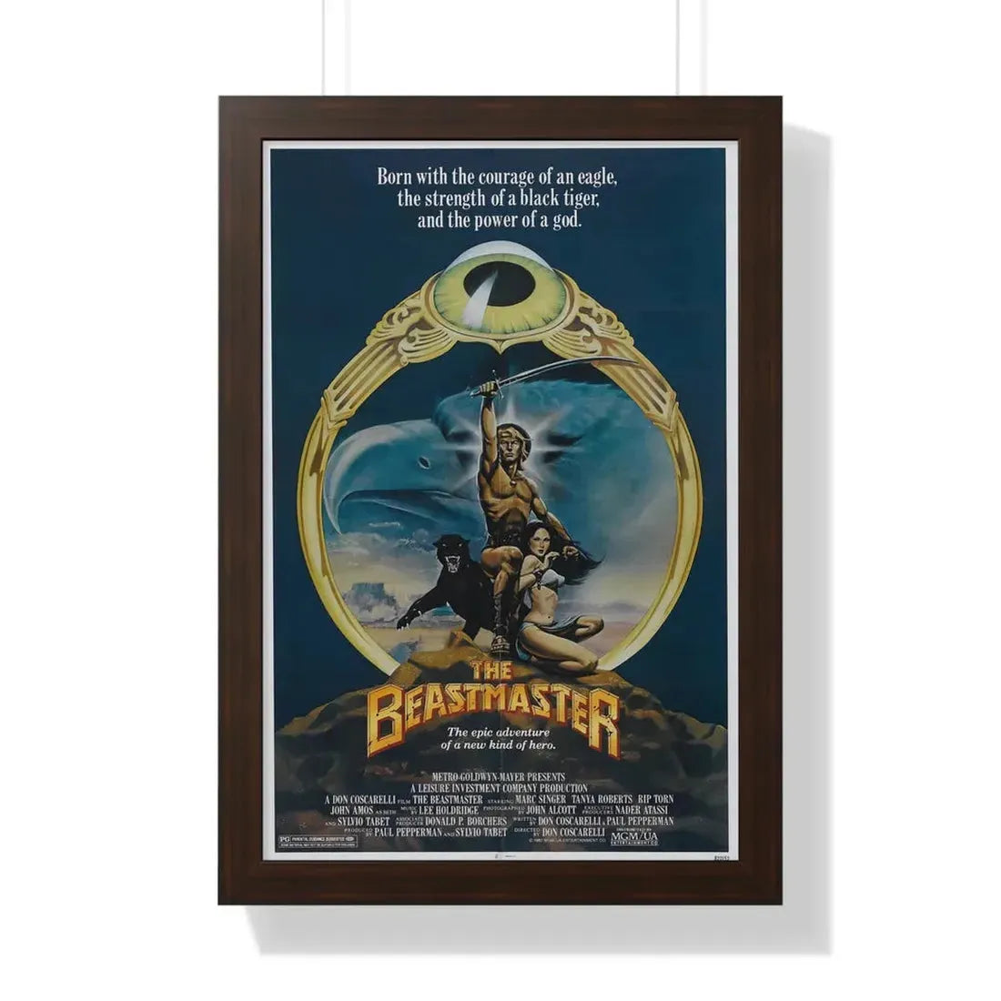 THE BEASTMASTER 1982 - Framed Movie Poster 16″ x 24″ Walnut - The Sticker Space