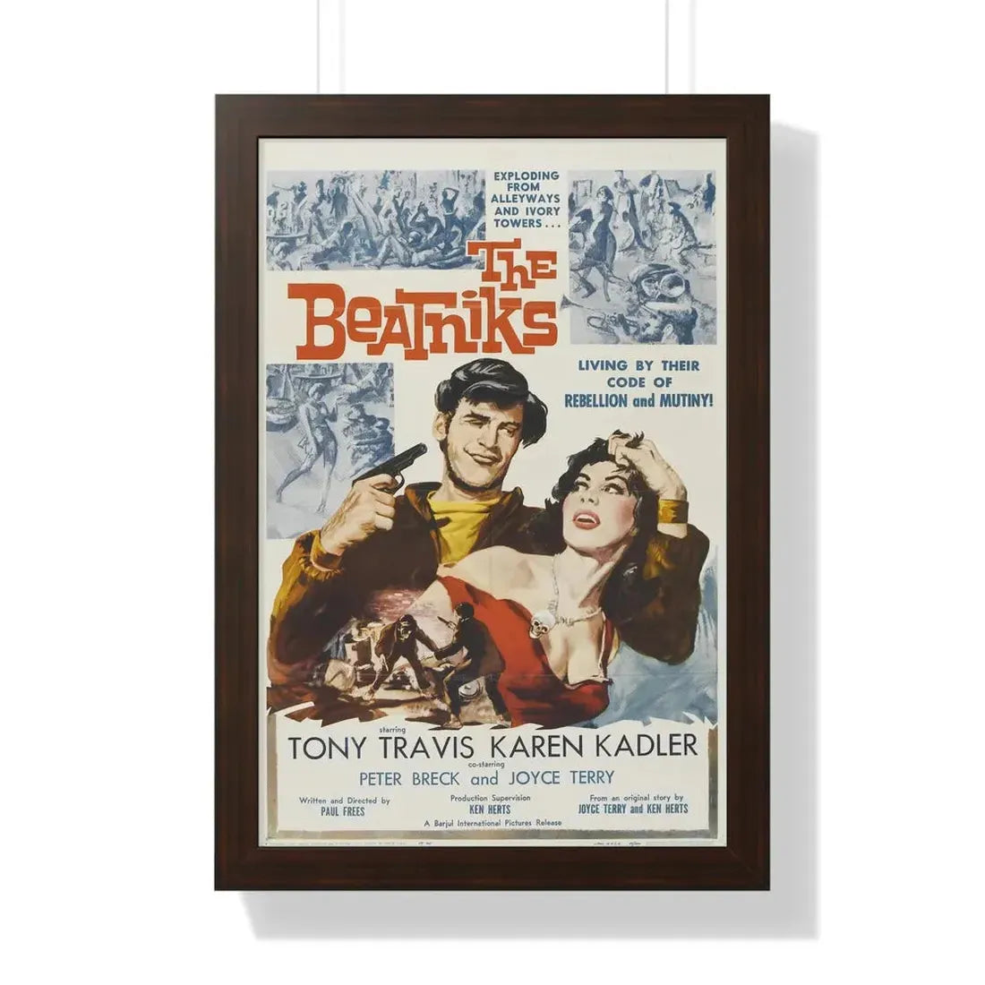 THE BEATNIKS 1958 - Framed Movie Poster 16″ x 24″ Walnut - The Sticker Space