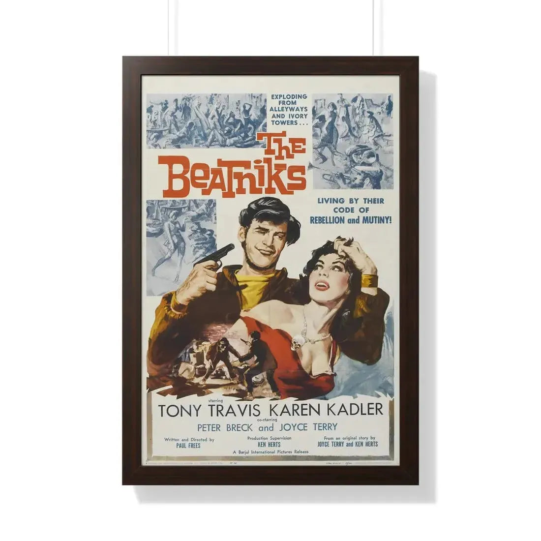 THE BEATNIKS 1958 - Framed Movie Poster 20" x 30" Walnut - The Sticker Space