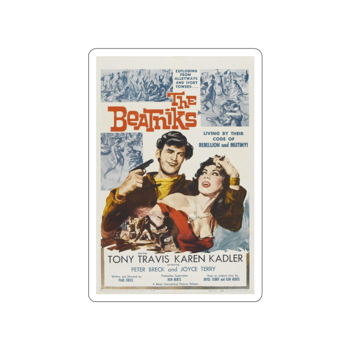 THE BEATNIKS 1958 Movie Poster STICKER Vinyl Die-Cut Decal-White-The Sticker Space