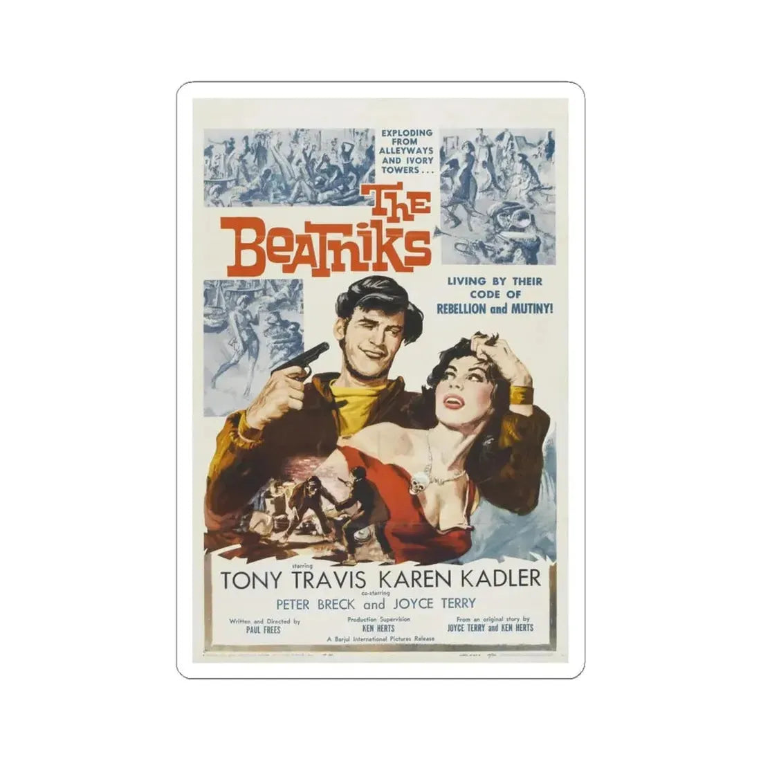 THE BEATNIKS 1958 Movie Poster - STICKER Vinyl Kiss-Cut Decal 6 Inch White - The Sticker Space