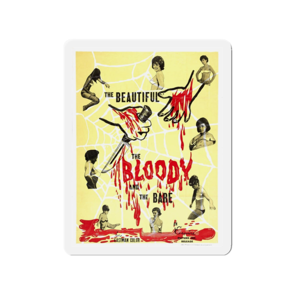 THE BEAUTIFUL, THE BLOODY AND THE BARE 1964 Movie Poster - Refrigerator Magnet-2" x 2"-The Sticker Space