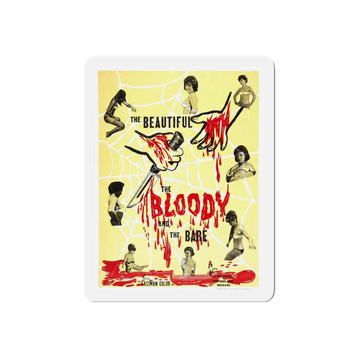 THE BEAUTIFUL, THE BLOODY AND THE BARE 1964 Movie Poster - Refrigerator Magnet-4" x 4"-The Sticker Space