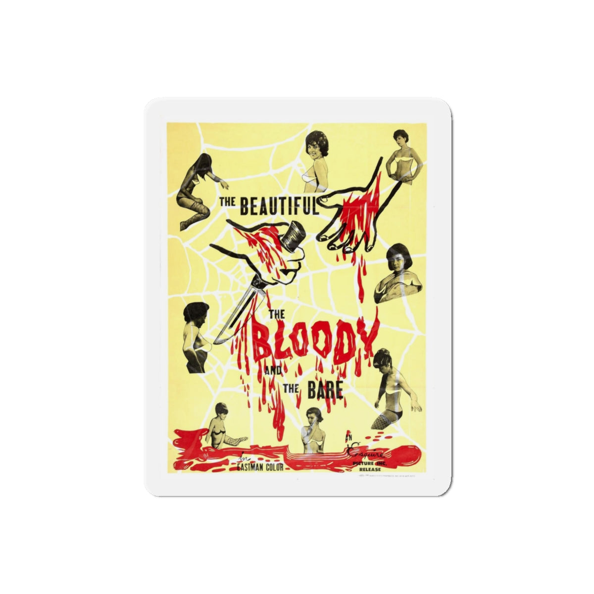 THE BEAUTIFUL, THE BLOODY AND THE BARE 1964 Movie Poster - Refrigerator Magnet-6" × 6"-The Sticker Space